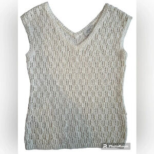 Ann Taylor Loft Crochet V Neck Sleeveless Top Size Medium Petite